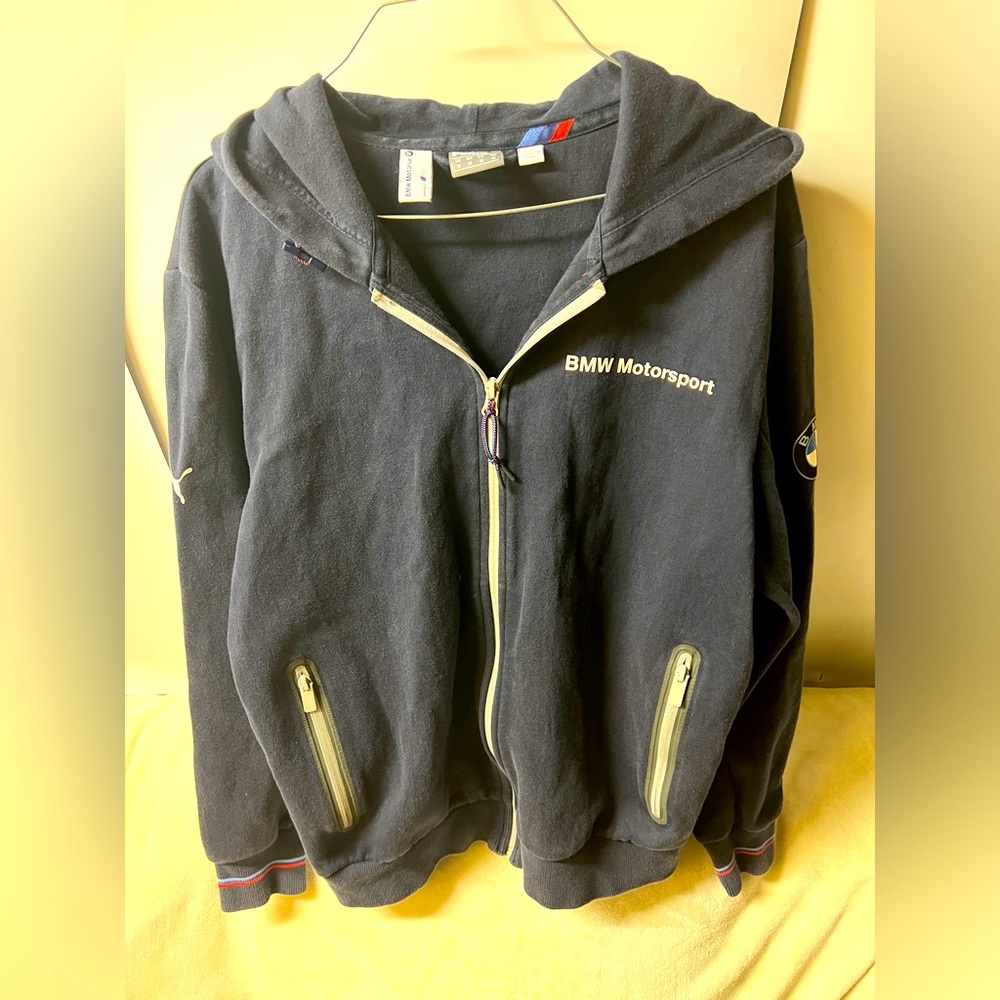 BMW Motorsport sweat jacket Puma Navy Blue Women’s Size M Hooded Full Zip